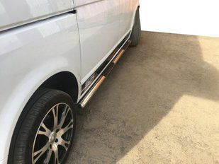Бічні труби (2 шт., нерж) 60мм, Довга база для Volkswagen T5 Transporter 2003-2010рр. dug45655 фото