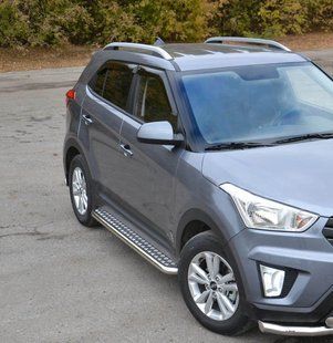 Бічний захист пороги майданчик Hyundai Creta 2014+ кенгурятник захист бампера дуги пороги 0905 фото