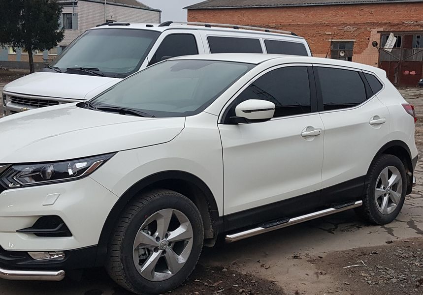Бічний захист пороги труби Nissan Qashqai 17+ 06-13 14-17 захист заднього бампера дуги пороги 0446 фото