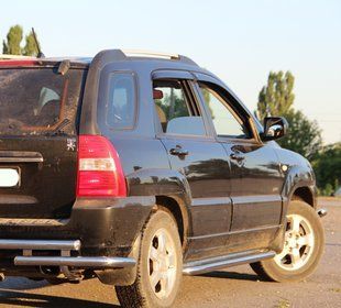 Бічний захист пороги майданчик Kia Sportage 2004-2010 кенгурятник захист задня дуги пороги 0211 фото