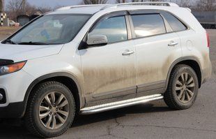 Бічний захист пороги майданчик Kia Sorento 2009-2015 кенгурятник захист задня дуги пороги 0201 фото