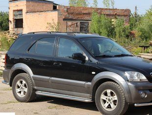 Бічний захист пороги майданчик Kia Sorento 2002-2009 кенгурятник захист задня дуги пороги 0195 фото