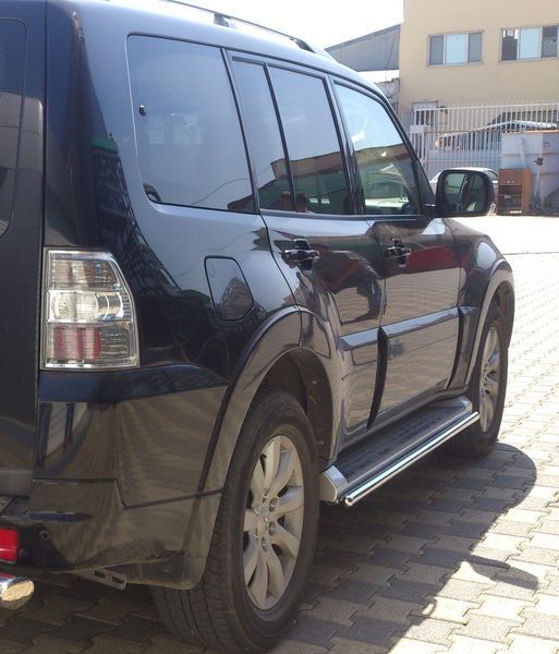 Бічний захист пороги труби Mitsubishi Pajero Wagon IV 2006+ Кенгурятник дуги пороги 0574 фото