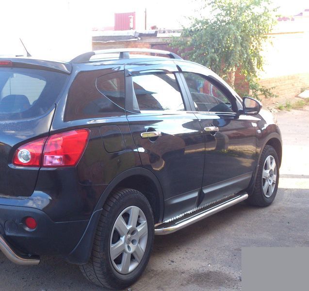 Бічний захист пороги майданчик Nissan Qashqai 06-13 14-17 17+ захист заднього бампера дуги пороги 0437 фото